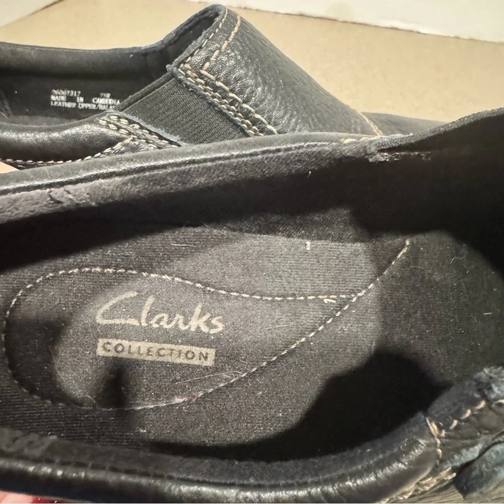 Clarks Collection’s Women’s Ashland Effie Black Slip-on Leather Loafer Size 7.5W